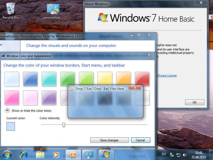Screenshot of Windows 7, featuring Aero Glass
